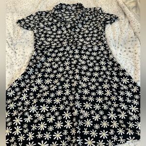 Divided Floral Black and White Dress